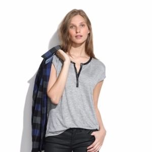 Madewell Sleeveless Leather Trim Top